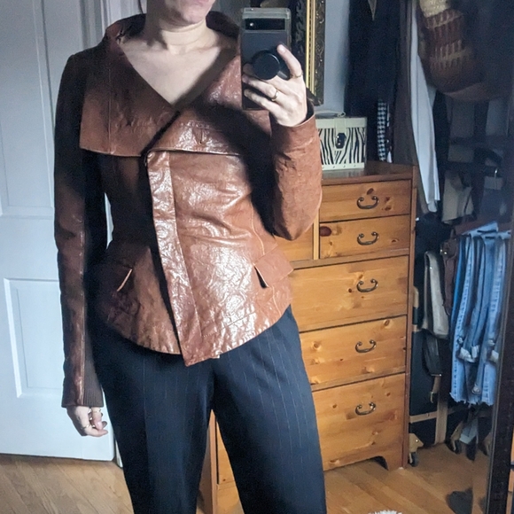 Caramel leather jacket - Picture 2 of 7